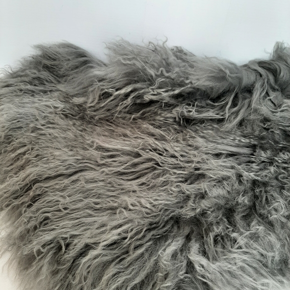 Williams Sonoma Genuine Mongolian 20" Pillow Cover Gray - Picture 3 of 11